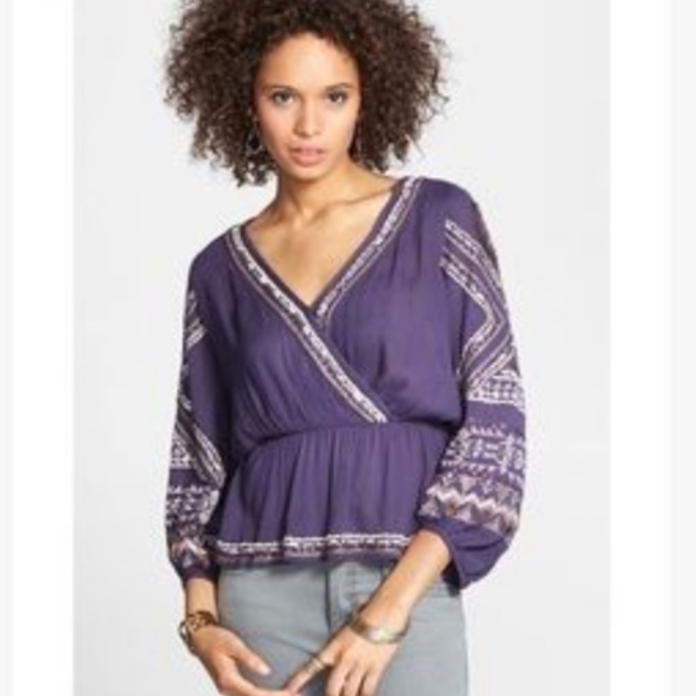 Free People stitch up your heart beaded wrap top
